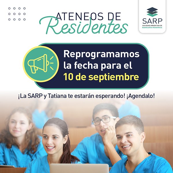 sarpargentina's tweet image. 📣 Les comunicamos que el Ateneo de Residentes ha sido reprogramado para el 10 de septiembre. ¡Agendá esta nueva fecha! 📌