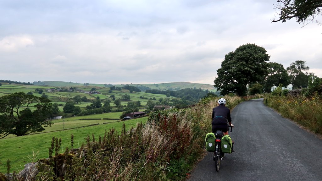 Yorkshire cycle fun on our winding road to <a href="/Krankenhausfest/">Krankenhaus Festival - a magical micro-festival</a>. Industrial estates of Pontefract in the morning, later superb cycle lanes in Leeds. Then the real climbs into the Dales. Ilkley for provisions, Bolton Abbey for absolution. But the rain got us at last at the campsite.