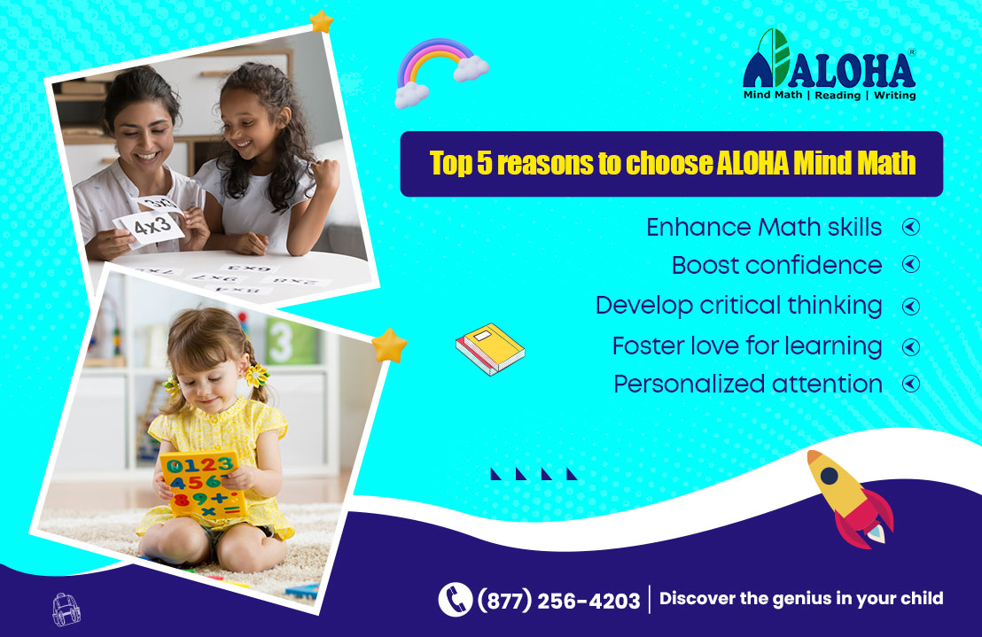 AlohaKidsMath's tweet image. Discover the top 5 reasons why ALOHA Mind Math is the ultimate choice for your child&apos;s cognitive development!
For more information,
👉👉alohamindmath.com
📞📞(877) 256-4203
#mathprogram #mathlearningcenter #writingprogram  #abacuslearning #coremath #ALOHAMindMath