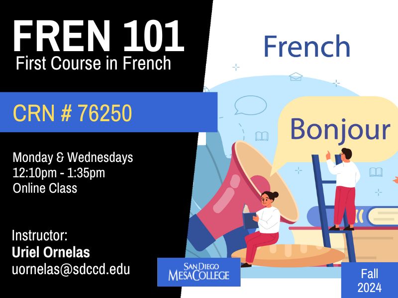 sdmesacollege's tweet photo. We have exciting news for you! We still have open seats for the following languages classes! For more information, please visit the link in bio.
#SDMesa #Fall2024 https://t.co/MRrjxT2hyX