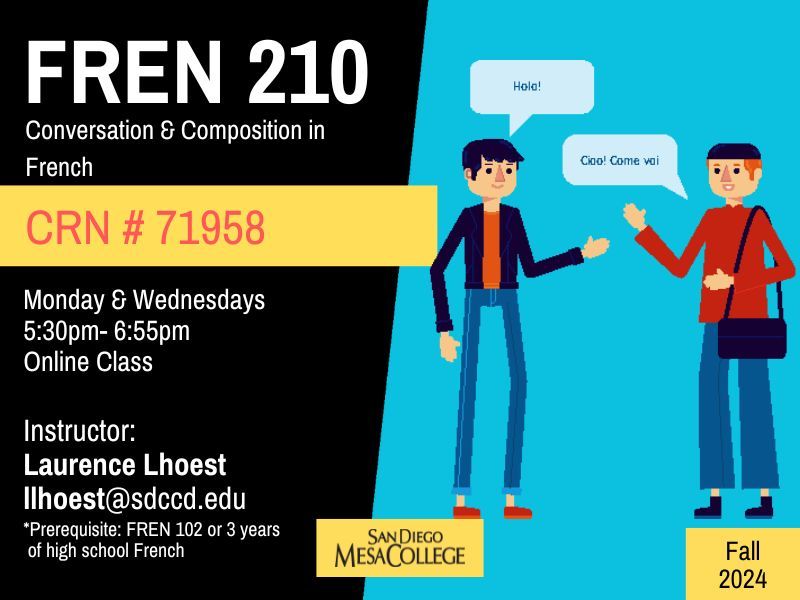 sdmesacollege's tweet photo. We have exciting news for you! We still have open seats for the following languages classes! For more information, please visit the link in bio.
#SDMesa #Fall2024 https://t.co/MRrjxT2hyX