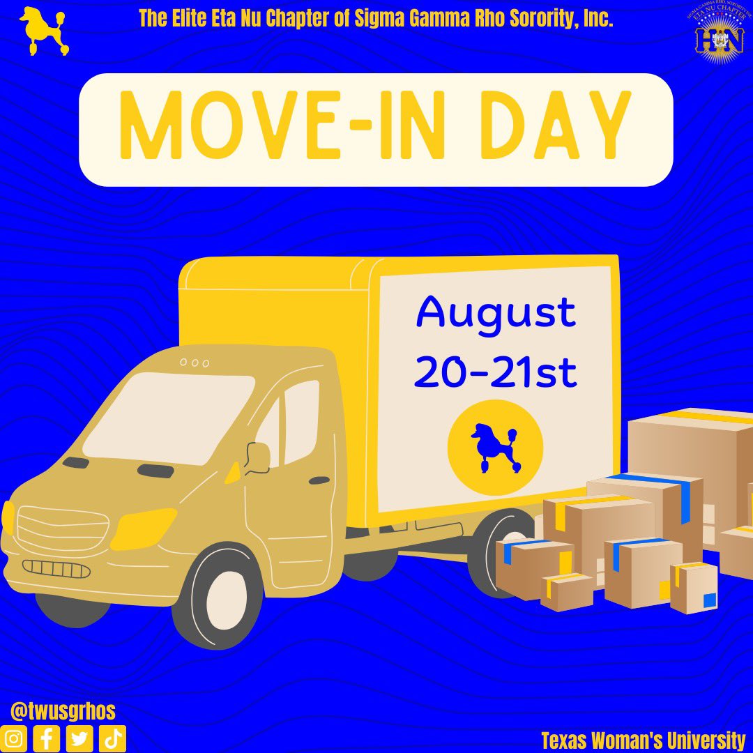 The ELITE Eta Nu Chapter of Sigma Gamma Rho Sorority, Inc. will be helping students move into their dorms smoothly. Be on the lookout for your favorite poodles at Stark Hall!, we have a special treat for you! 💛🐩💙#sgrho1922