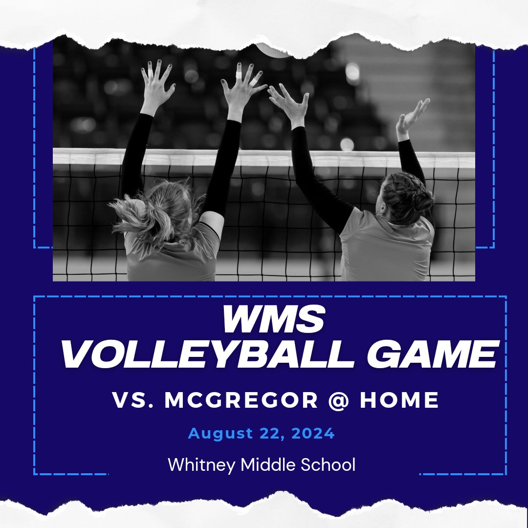 Come out and cheer on your Whitney Middle School Lady Wildcats on Thursday. Games start at 5:30pm. "A" teams play at Whitney High School. "B" teams play at Whitney Middle School.