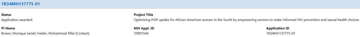 Our first R34 <a href="/DrMJBrown/">Dr. Monique J. Brown, PhD, MPH</a> <a href="/universityofga/">UGA</a> <a href="/UgaCph/">UGA CPH</a> <a href="/UGAResearch/">UGA Research</a> <a href="/USCArnoldSchool/">USC Arnold School of Public Health</a> <a href="/NIMHgov/">National Institute of Mental Health (NIMH)</a>