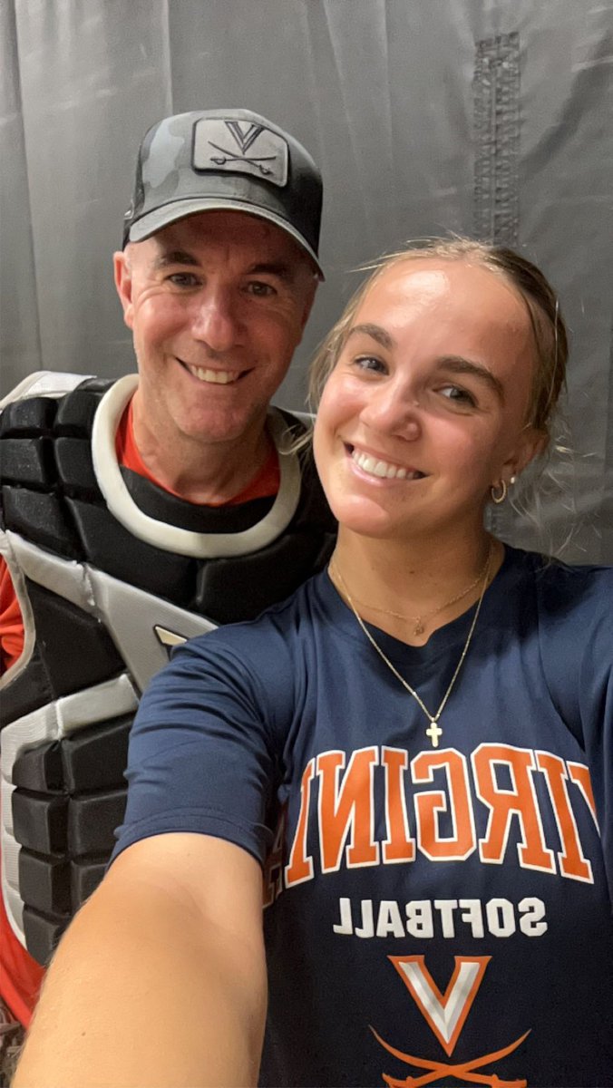 Pitched with my dad one last time before heading up to Charlottesville!! Thank you dad for always working with me through the good and bad… you are the best bucket dad I could ever ask for🤍🤍 here’s to no more broken toes 🤗 love you!!! <a href="/Barryhodges83/">Barry Hodges</a> <a href="/UVASoftball/">Virginia Softball</a>