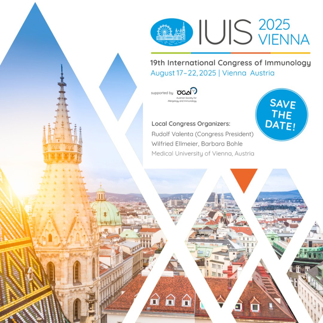 The IUIS 2025 Congress is happening next year in Vienna, Austria, from August 17-22. Join us for a week of cutting-edge immunology, groundbreaking research, and global collaboration. 

Early registration and abstract submissions open on November 15th! See you there! 🌍 #IUIS2025