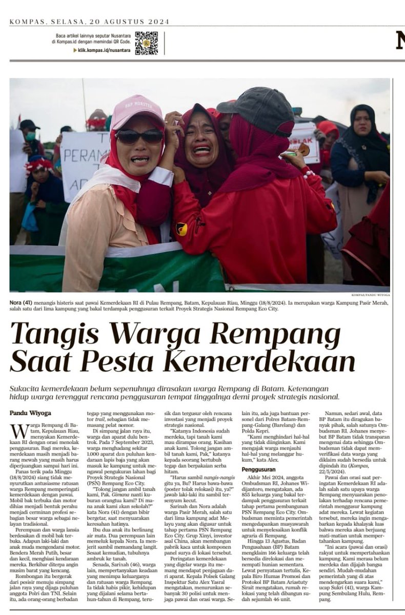 YLBHI's tweet photo. @jokowi @lbhsemarang Ini cerita dari Rempang
Tanggal 18 agustus kemarin, warga melakukan pawai hari kemerdekaan. Mereka menuntut untuk diberikan kemerdekaan dan hak atas tanah milik mereka.
Sampai sekarang, warga Rempang masih menolak relokasi!
#updateRempang https://t.co/iIiUUvuuts
