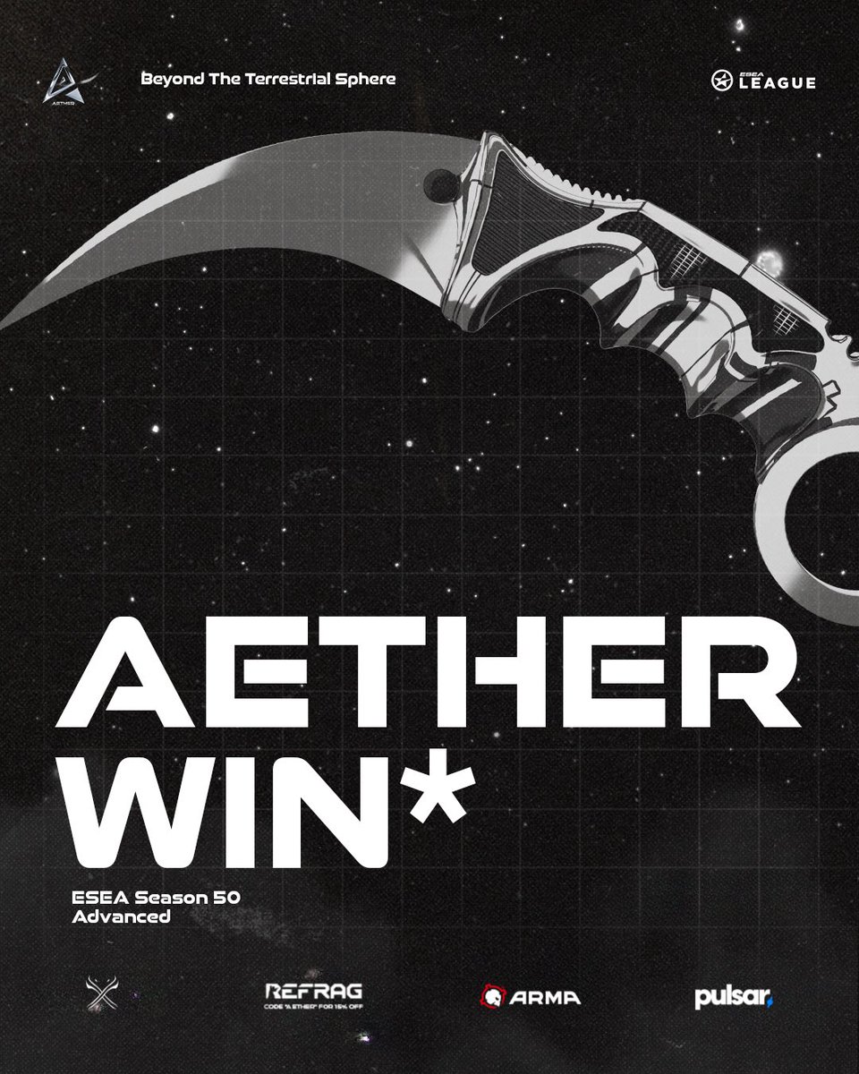 TeamAetherX's tweet photo. Victory ✅
🆚 - MarcaRegistrada
#AetherWin #ESEA #CS2 #BeyondTheTerrestrialSphere https://t.co/V5Fuu0G4Cd