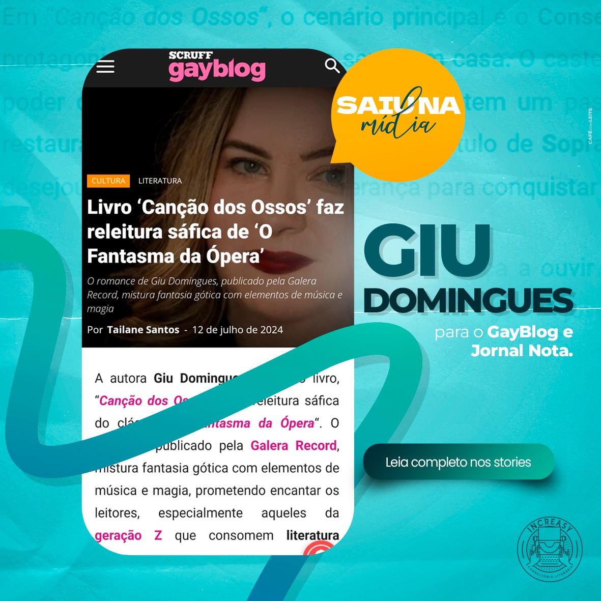 increasycl's tweet image. A maravilhosa @giuldomingues saiu em duas matérias falando sobre seu livro Canção dos Ossos.

💙 Tá incrível demais, confira nos links abaixo:

gay.blog.br/cultura/litera…

jornalnota.com.br/2024/08/09/a-c…