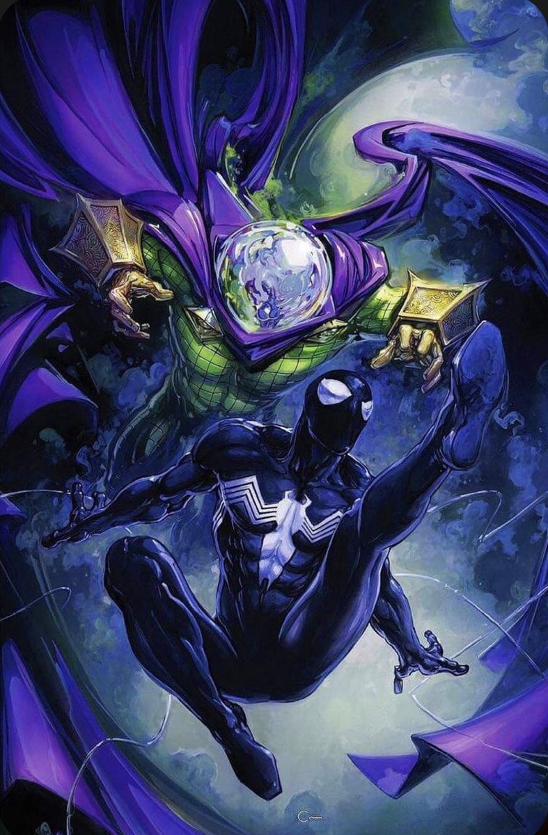 Symbiotized's tweet photo. Spider-Man and Mysterio by Clayton Crain https://t.co/mawGmhQOqi