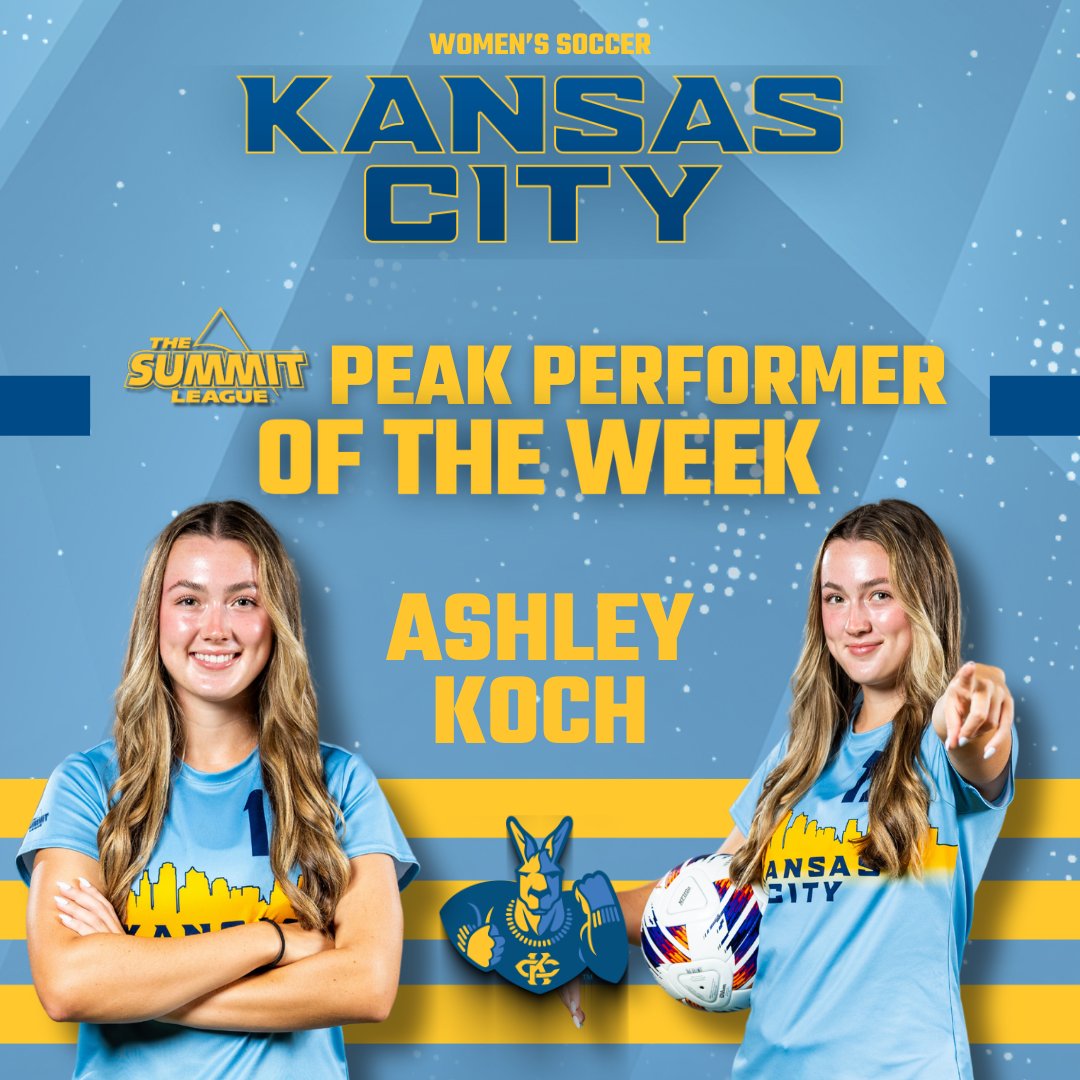 𝐎𝐅𝐅𝐄𝐍𝐒𝐈𝐕𝐄 𝐏𝐄𝐀𝐊 𝐏𝐄𝐑𝐅𝐎𝐑𝐌𝐄𝐑 
Ashley Koch was the first Roo to find the back of the net and now she’s your Summit League Offensive Peak Performer of the Week 💥
READ ➡️ bit.ly/3SUAayE 
#ROOUP | #DeclareKC
