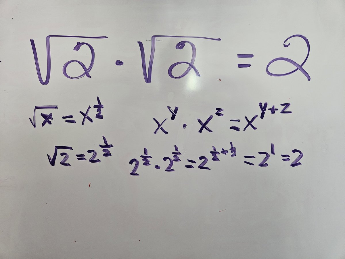 Me: WHY does √2•√2=2?
Student: Can I come to the board?
Me: 😮❤️
#advancedcommunicationskills
👏🏾👏🏾👏🏾👏🏾👏🏾👏🏾👏🏾
@prin_pauldwest 
<a href="/He_TEaches/">Tevin Smith, Ed.S.</a> 
<a href="/APRagland/">Tracee Ragland</a>