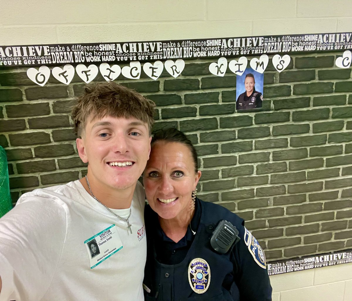 First Summer Home From College &amp;  he worked full -time. Life is Real when I hardly got to see him but I am so very proud of the man he has become. His last day home, he decided to come spend it with Officer Kim &amp; all my friends <a href="/WGESdragons/">Walnut Grove ES</a> Cast Your Light for others to follow❤️