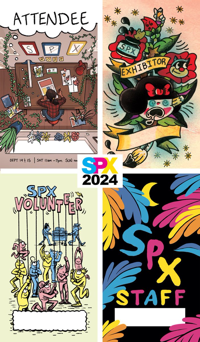 SPXcomics's tweet image. Psst…

C’mere. Keep this between you and me, kid.

Check this out…

New SPX 2024 badges by @ngoziu, #ClaireConnelly, @CaraBeanComics &amp;amp; @chrisgooch44.

Now, keep it under your hat. This is the goods. You never heard this from me, understand? 🤝