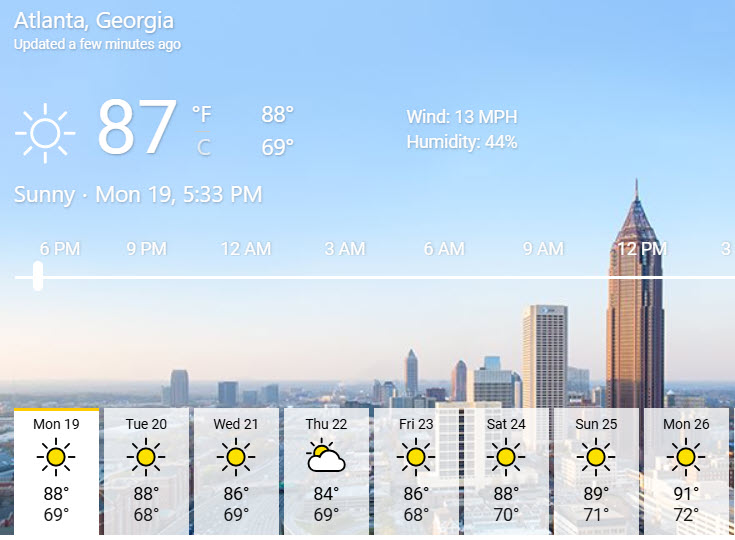 ISSAsongwriters's tweet photo. Well, lookie here, couldn't ask for more perfect weather for The 2024 ISSA Awards this weekend.  There is a lovely 15mph breeze here today and once again just gorgeous. See you all soon!
#2024issaawards #atlanta #weatherforecast #Perfect #lowhumidity https://t.co/qkq0aKzYCy
