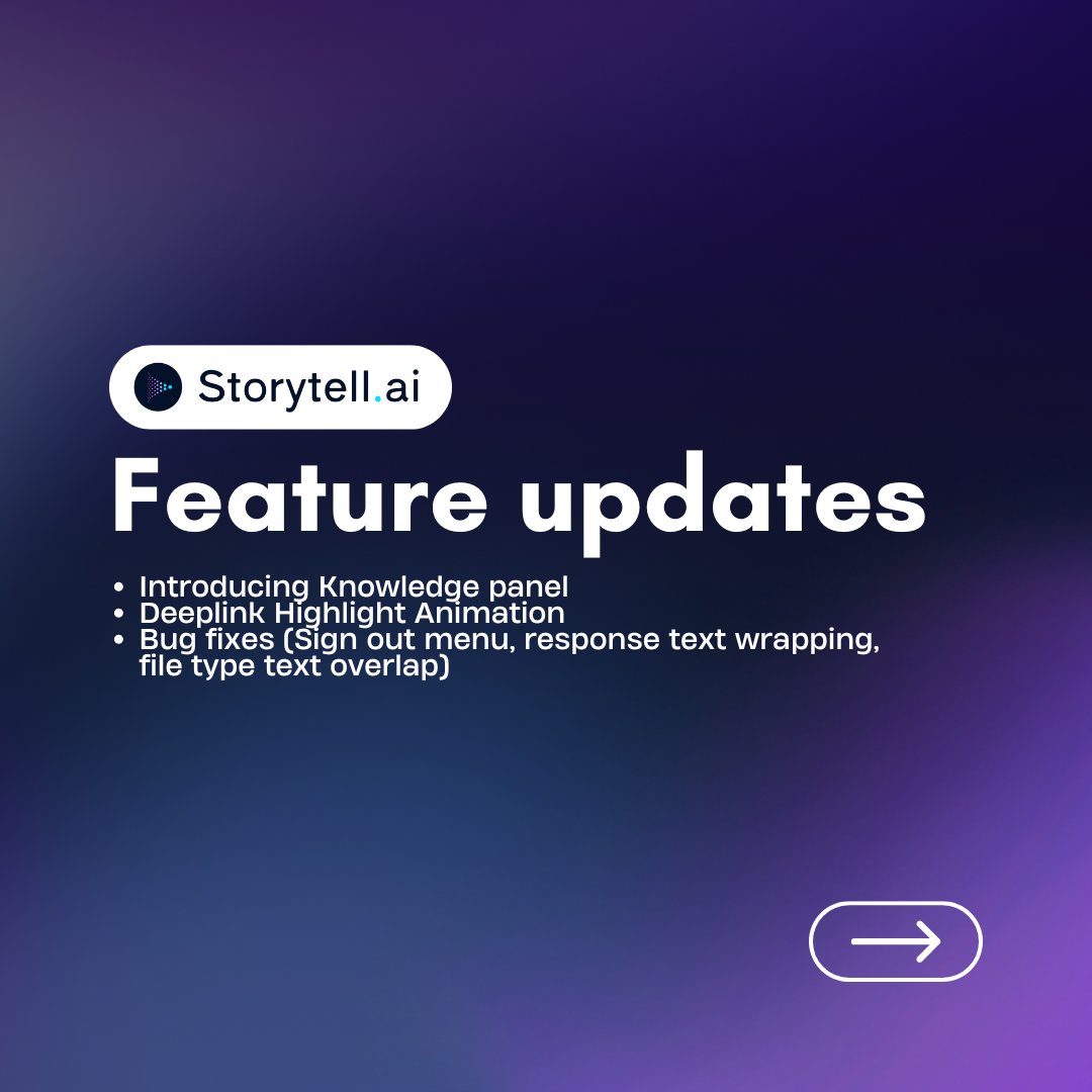 storytell_ai's tweet image. New: Knowledge Panel!

With this new feature, users get centralized space where they can access all relevant knowledge, improving the efficiency of your workflow. 🚀

#productdemo #aiforbusiness #aiforwork