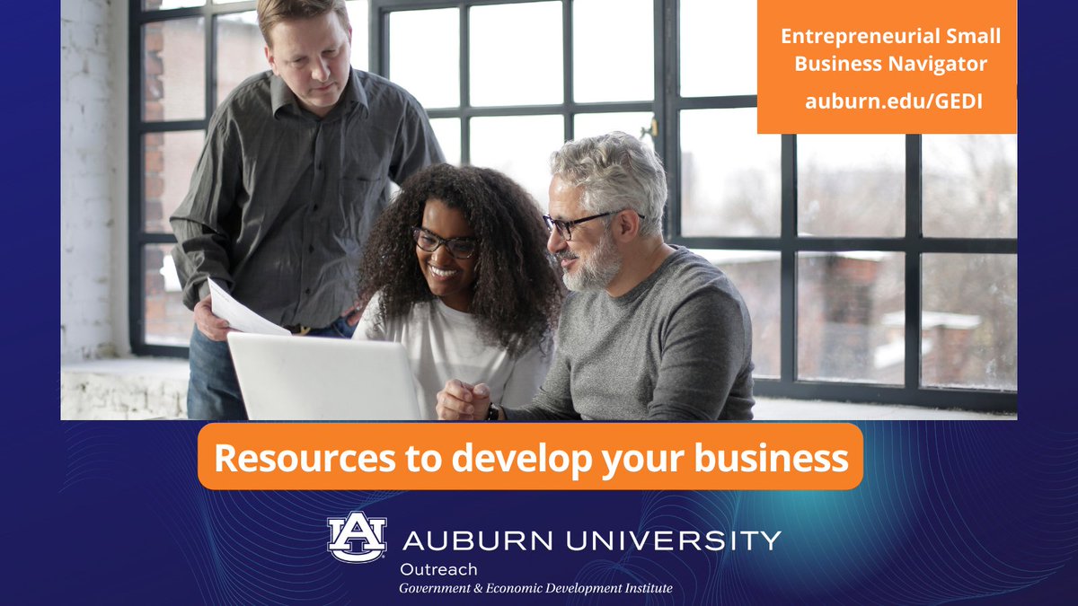 gediau's tweet image. The Entrepreneurial Small Business Navigator helps Alabama’s #entrepreneurs, #SmallBusinesses &amp;amp; #economicdevelopers discover resources based on location, business type, stage, needs &amp;amp; demographics. The tool was developed with a @US_EDA CARES Grant. 
newcws.auburn.edu/gedi/