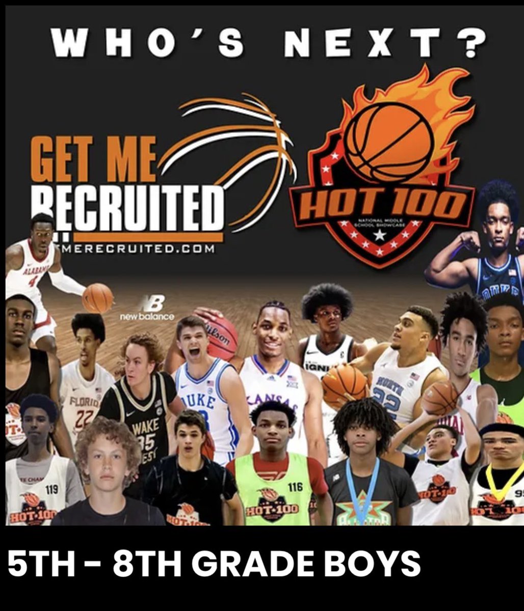 It’s going down THIS WEEKEND!!!
The GetMeRecruited National Hot 100 Boys Middle School Showcase is happening August 24-25th in Raleigh, NC and early bird registration is now open!!! Not only save money but secure your spot in this nationally recognized event that has seen players
