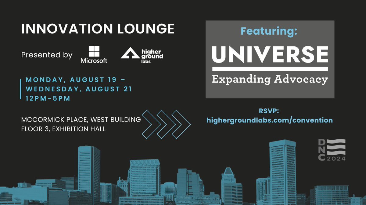 Excited about our DNC Trading Cards? Join us tomorrow at our table in the Innovation Lounge by <a href="/Microsoft/">Microsoft</a> and <a href="/highergroundlab/">Higher Ground Labs</a> at the McCormick Place West Building, Floor 3. We’ll be handing out cards and showing off some of our newest features. RSVP at highergroundlabs.com/convention