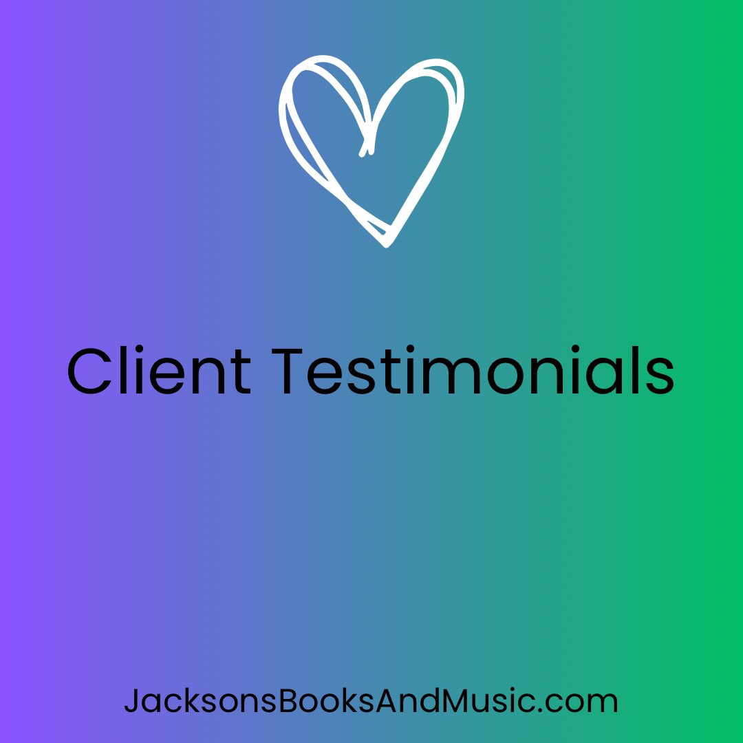 jxbooksandmusic's tweet image. Client Testimonials!

Thank you to all my amazing clients!

Part 1 of 2

#bookediting