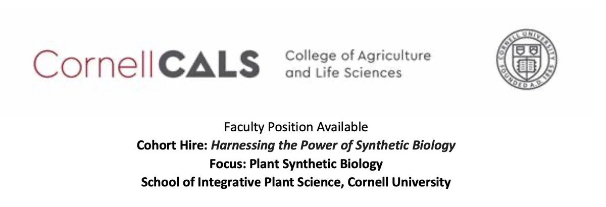 Two weeks left to apply for the Plant Synthetic Biology Assistant Professor position at Cornell (Sept 3rd deadline)!  academicjobsonline.org/ajo/jobs/27851