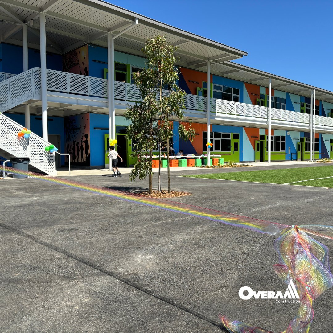 OveraaConstruct's tweet image. Congrats to @EFCPS on the grand opening of the revitalized Achieve Academy in @Oakland! This Overaa / @nollandtam design-build project with Pacific Charter School Development features an all-new 2-story classroom building, Building A modernization, plus new playground space.