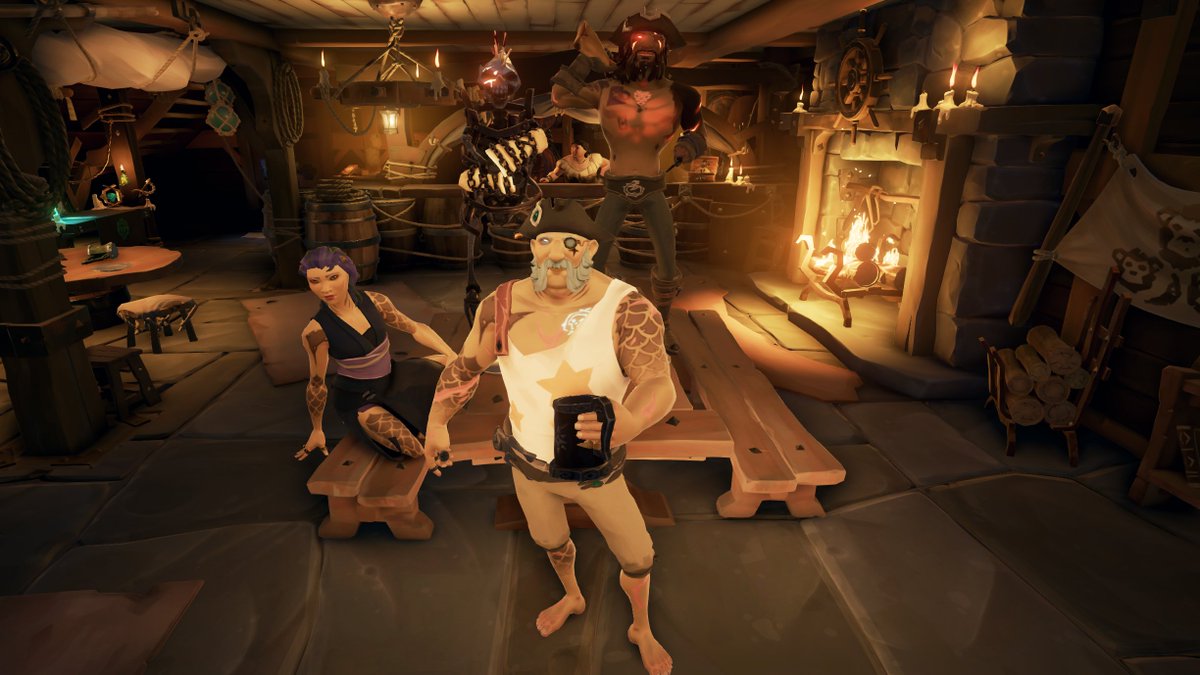 ItsGrimUpN0rth's tweet photo. Another Cult sail! Cheeky CoF steal, Burning Blade...and some toxic weirdos. But most important - the Cult friendship! 
#SeaOfThieves #BeMorePirate #BeMoreCult #MaybeACult #PossiblyMaybeCult https://t.co/co7I8J04fo