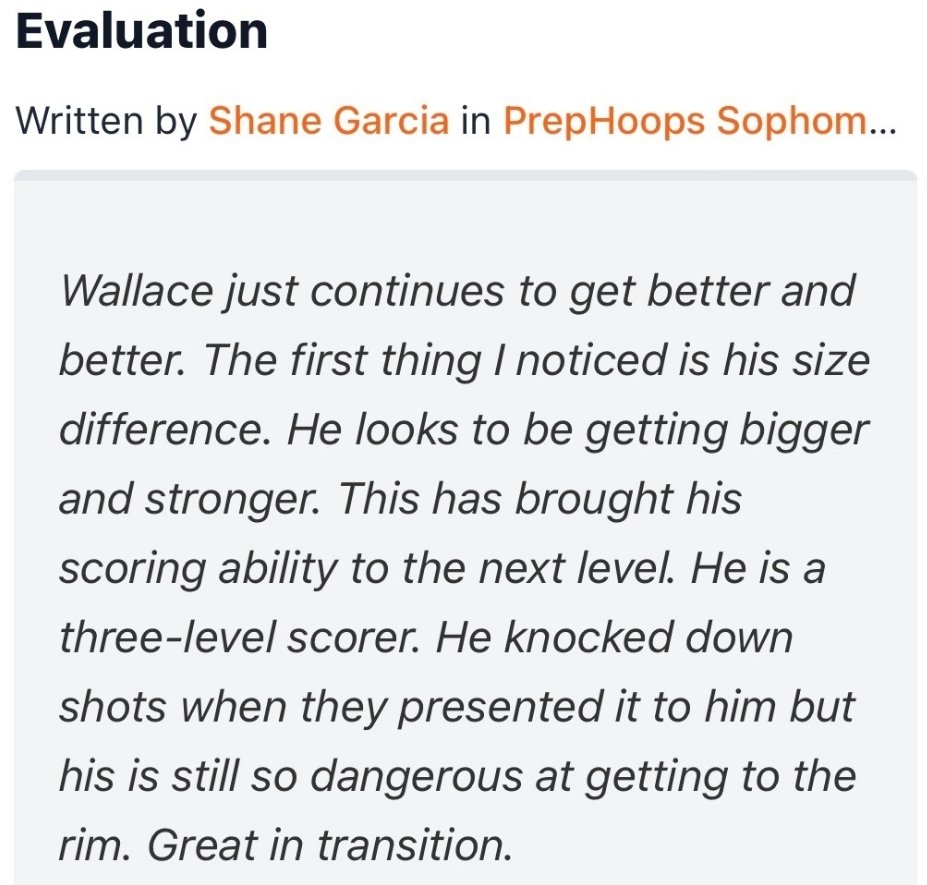 Springfield's <a href="/cw_7_/">CJ Wallace</a> - CJ Wallace - continues to earn deserved recognition. At his recent <a href="/PrepHoops/">Prep Hoops 🏀</a> Sophomore Showcase <a href="/shane25garcia/">Shane Garcia</a> had this to say. Love that his WORK in the Weight Room was noticed, as well as on court performance. Big time student athlete. #CatPride 💛🏀💙‼️