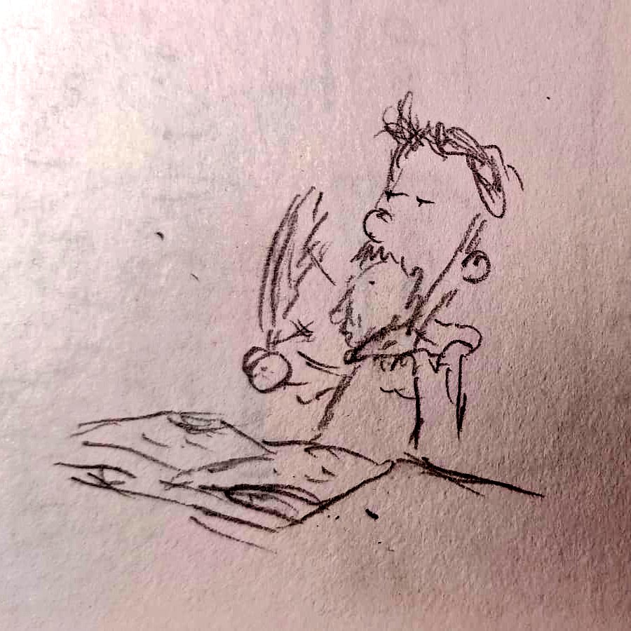 Me currently writing my current work presentation.