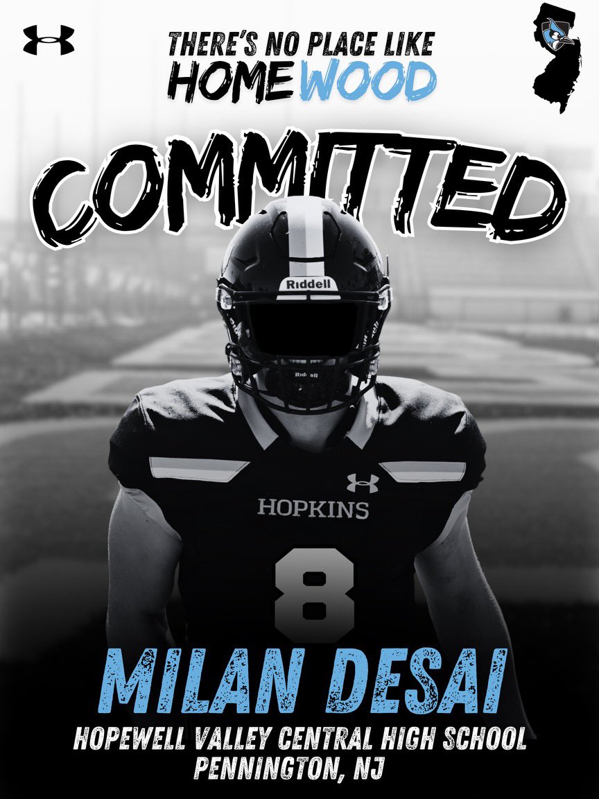 Milan Desai (@milandesai_8) on Twitter photo I am blessed to announce my commitment to continue my academic and athletic career at <a href="/JHU_Football/">Johns Hopkins Football</a> ‼️ Thank you to everyone who made this possible‼️ <a href="/CoachWodicka/">Dan Wodicka</a> <a href="/CoachHorvatits/">Alex Horvatits</a> <a href="/Coach_Costadina/">Joe Costadina</a> <a href="/CoachRio55/">Mario Byrd</a>
#PrideandPoise 🖤🩵 I am blessed to announce my commitment to continue my academic and athletic career at <a href="/JHU_Football/">Johns Hopkins Football</a> ‼️ Thank you to everyone who made this possible‼️ <a href="/CoachWodicka/">Dan Wodicka</a> <a href="/CoachHorvatits/">Alex Horvatits</a> <a href="/Coach_Costadina/">Joe Costadina</a> <a href="/CoachRio55/">Mario Byrd</a>
#PrideandPoise 🖤🩵