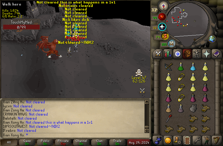 The last 24 hours has been ACTION PACKED for the thriving med scene on osrs. After a feast at yesterdays planned pkri, we caught Notorious out pking todays and swept them up 2x/ Ty4Action, and See you again soon ;)