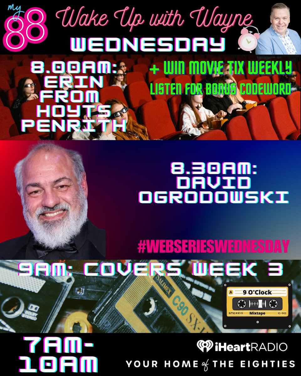 My88_FM's tweet photo. Tomorrow on brekky:
8am: Erin from Hoyts Australia Penrith
8.30am: #WebSeriesWednesday with David Ogrodowski
#9OClockMixTape: Covers Week Part 3, original artists include Prince, Elvis & Kool & the Gang - what songs are they?
Stream: https://t.co/bqfAV4r1N5 https://t.co/JOCZCSIgDA