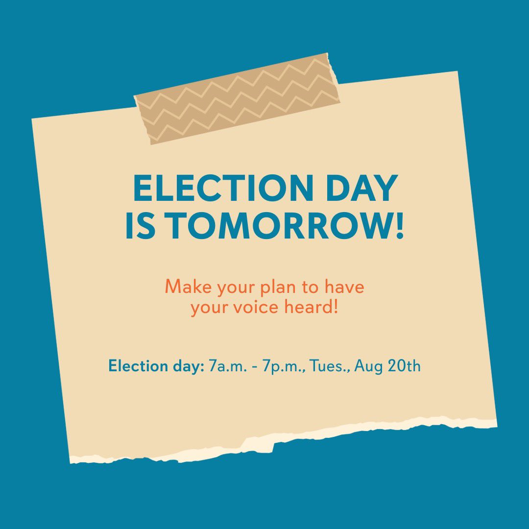 LizForSarasota's tweet photo. Share your plans to vote tomorrow!  Whether you go before work, after work, or on your lunch break.  Know your polling location and make a plan to have your voice heard. #communityoverchaos #lizforsarasota https://t.co/cObp7rtW8N
