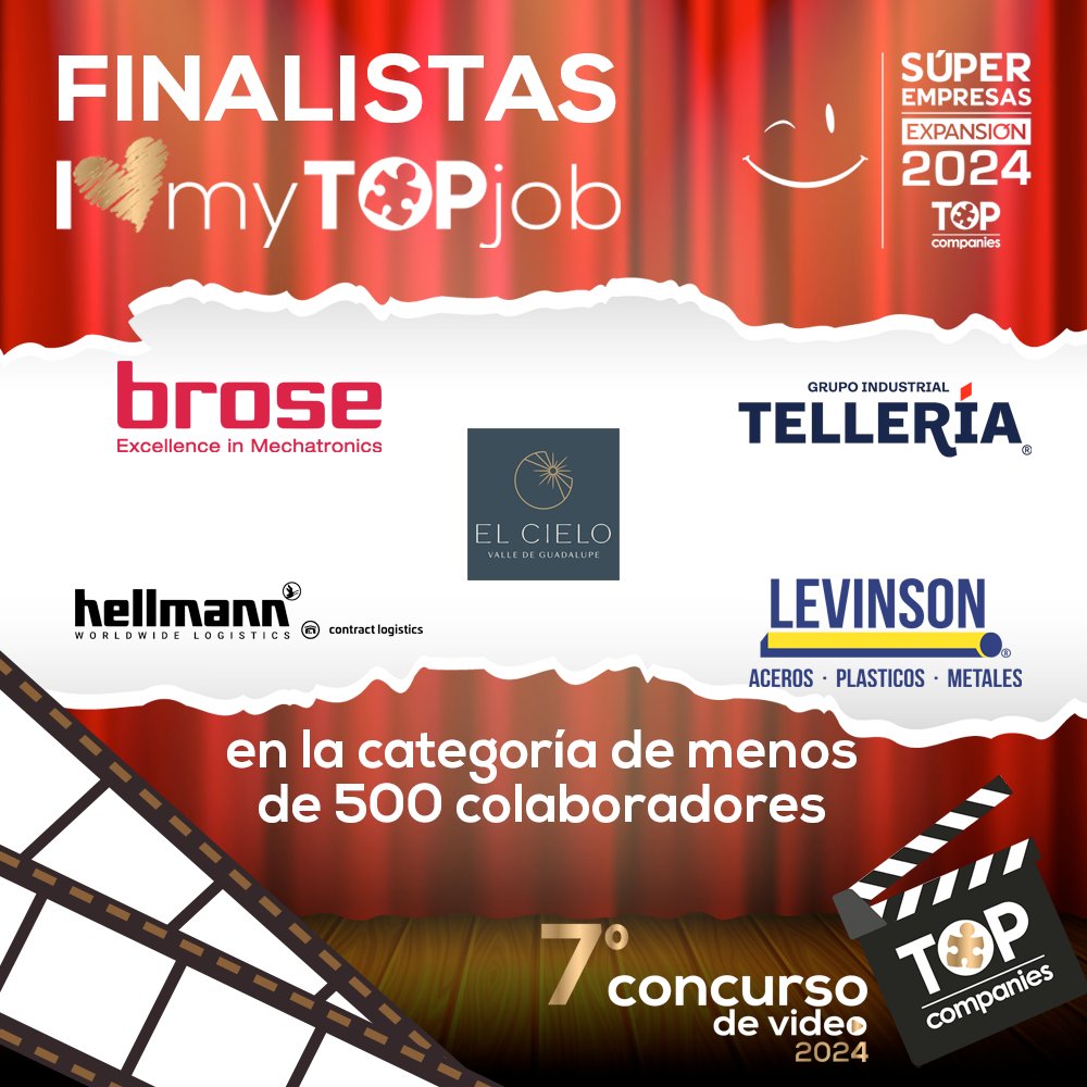 TheTOPCompanies's tweet photo. ¡Es momento de celebrar! Conoce a los brillantes finalistas de la categoría de menos de 500 colaboradores del 7° concurso #ILovemyTOPjob 🎥✨ Más información 👉 https://t.co/mDLCbiIBGK #SúperEmpresas @ExpansionMx @ExpEmpresas #TOPCompanies https://t.co/0dEfTeZ2Vp