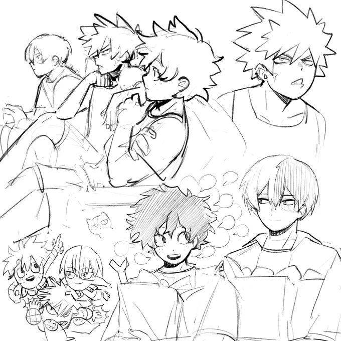 here are some doodles i did on the train
#mha #bnha 