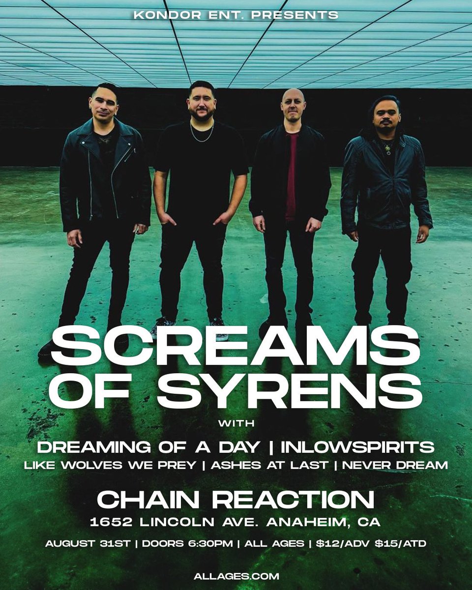 screamsofsyrens's tweet photo. 𝐉𝐮𝐬𝐭 𝐮𝐧𝐝𝐞𝐫 𝟐 𝐰𝐞𝐞𝐤𝐬 𝐛𝐞𝐟𝐨𝐫𝐞 𝐨𝐮𝐫 𝐟𝐢𝐫𝐬𝐭 𝐬𝐡𝐨𝐰 𝐛𝐚𝐜𝐤! 𝐆𝐞𝐭 𝐲𝐨𝐮𝐫 𝐭𝐢𝐜𝐤𝐞𝐭𝐬 𝐧𝐨𝐰 𝐚𝐭 𝐚𝐥𝐥𝐚𝐠𝐞𝐬.𝐜𝐨𝐦
📷 Nikki Neumann https://t.co/DdkdkjqLVM