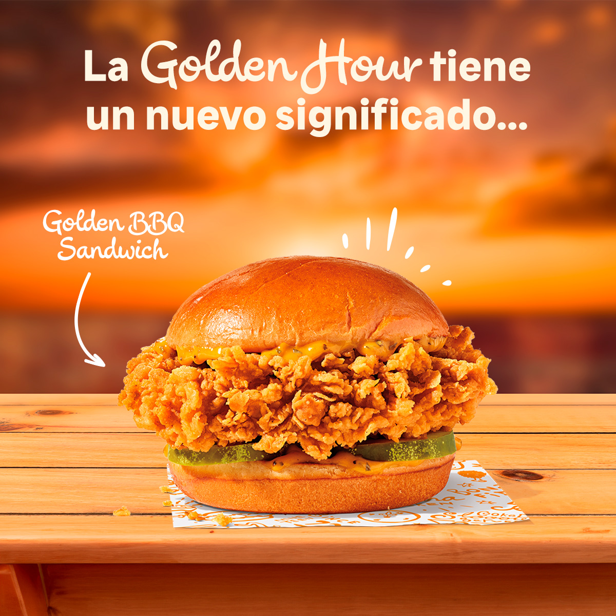 Nuestro nuevo Chicken Golden BBQ es tan deli desde la primer mordida, como un rayito de sol.🌞🍗✨🍔
