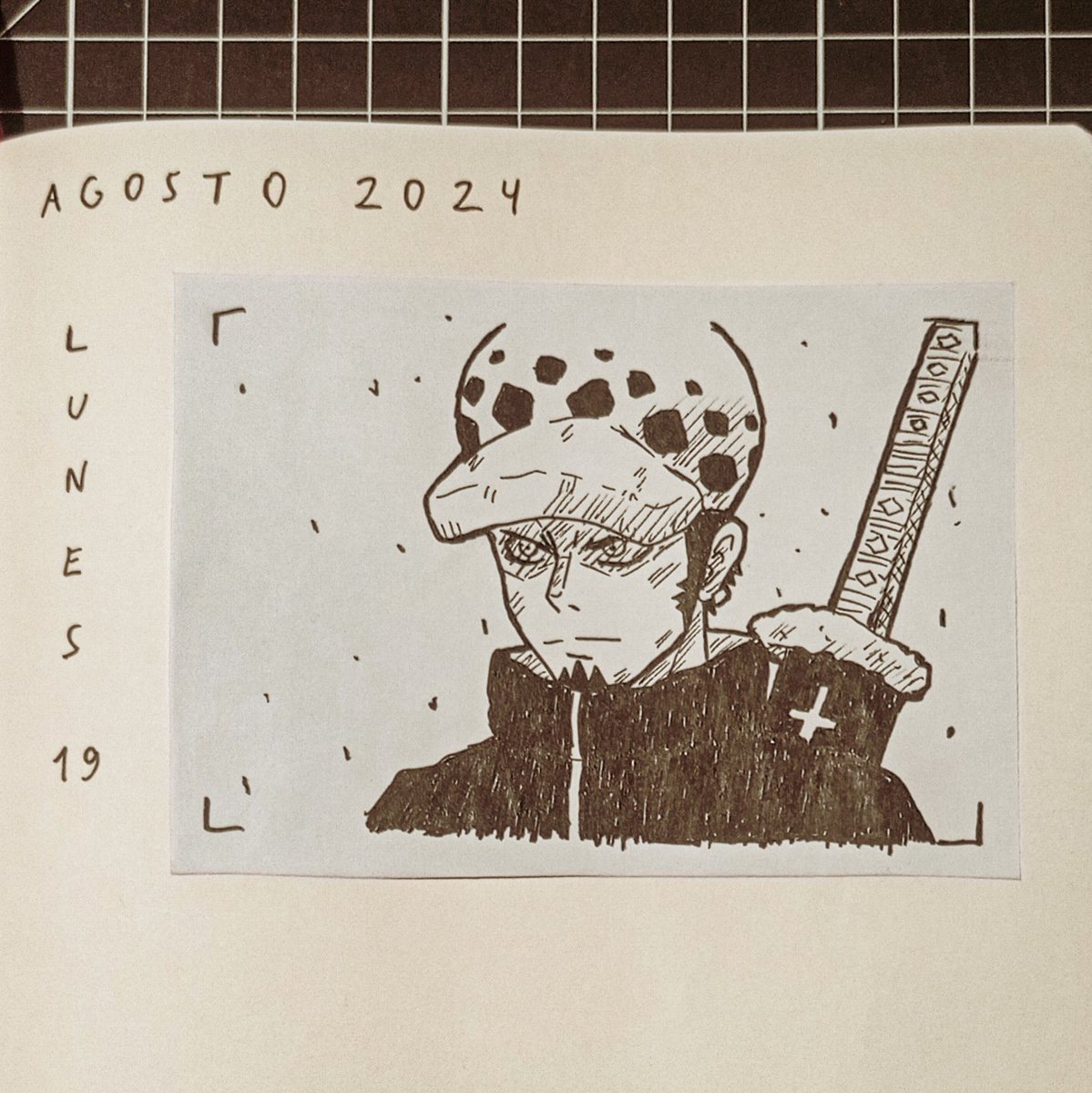 JETLAZ_ST's tweet photo. AVT DÍA 19: LAW (ONE PIECE)
(DIBUJO DEL 19 DE AGOSTO DEL 2024)
#sketchbook #sketchdaily #artversetraining #avt #jetlaz #arttivestudios #dibujo #drawing #drawingart #bocetos #arte #art #draw #manga #anime #dailysketch #onepiece #law https://t.co/S3bMSrN5uR