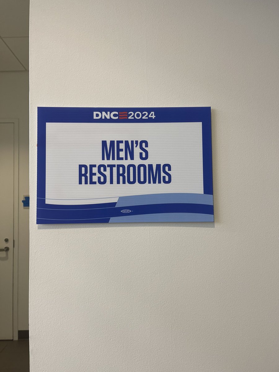 susanferrechio's tweet image. In the press filing center at the DNC, organizers took away the ladies room.