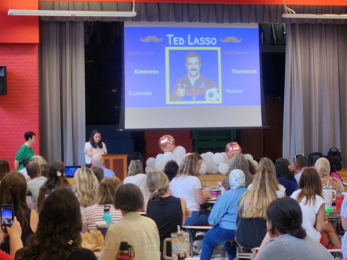 Ashlawneagles's tweet photo. WELCOME, Ashlawn staff!! 
Here to a NEW SCHOOL YEAR 24-25 full of OPTIMISM, RESILIENCE, KINDNESS, TEAMWORK, CURIOSITY, and HUMOR!
#ashlawneagles #TedLasso #onceandEaglealwaysaneagle #newschoolyear
@ashlawnitc @Ash_Counselor https://t.co/rS4Lf9x1GY