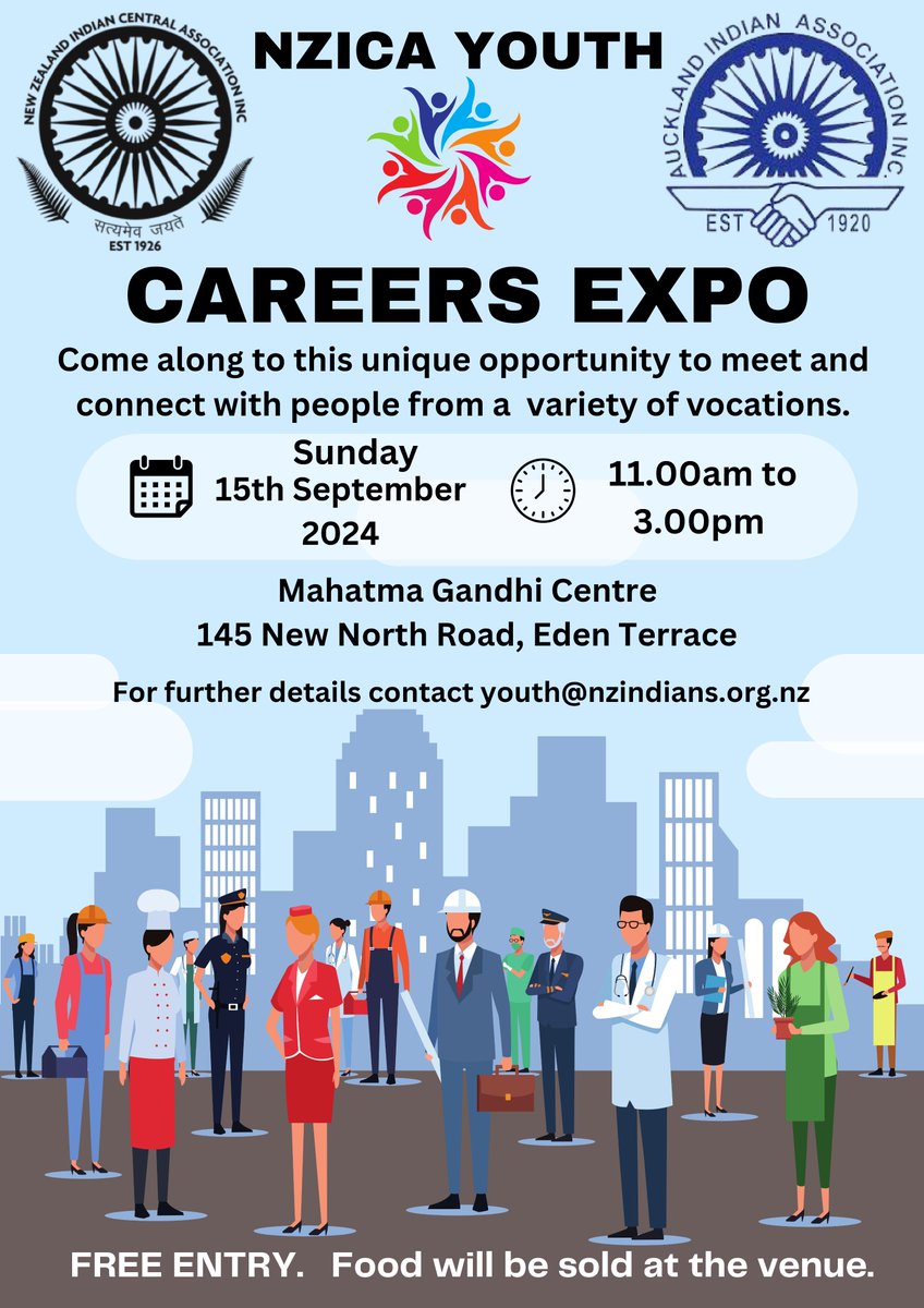Join us at the NZICA Youth Career Expo!

Proudly supported by NZICA &amp; Auckland Indian Association Inc.

#YouthCareerExpo #CareerGuidance #NZICA