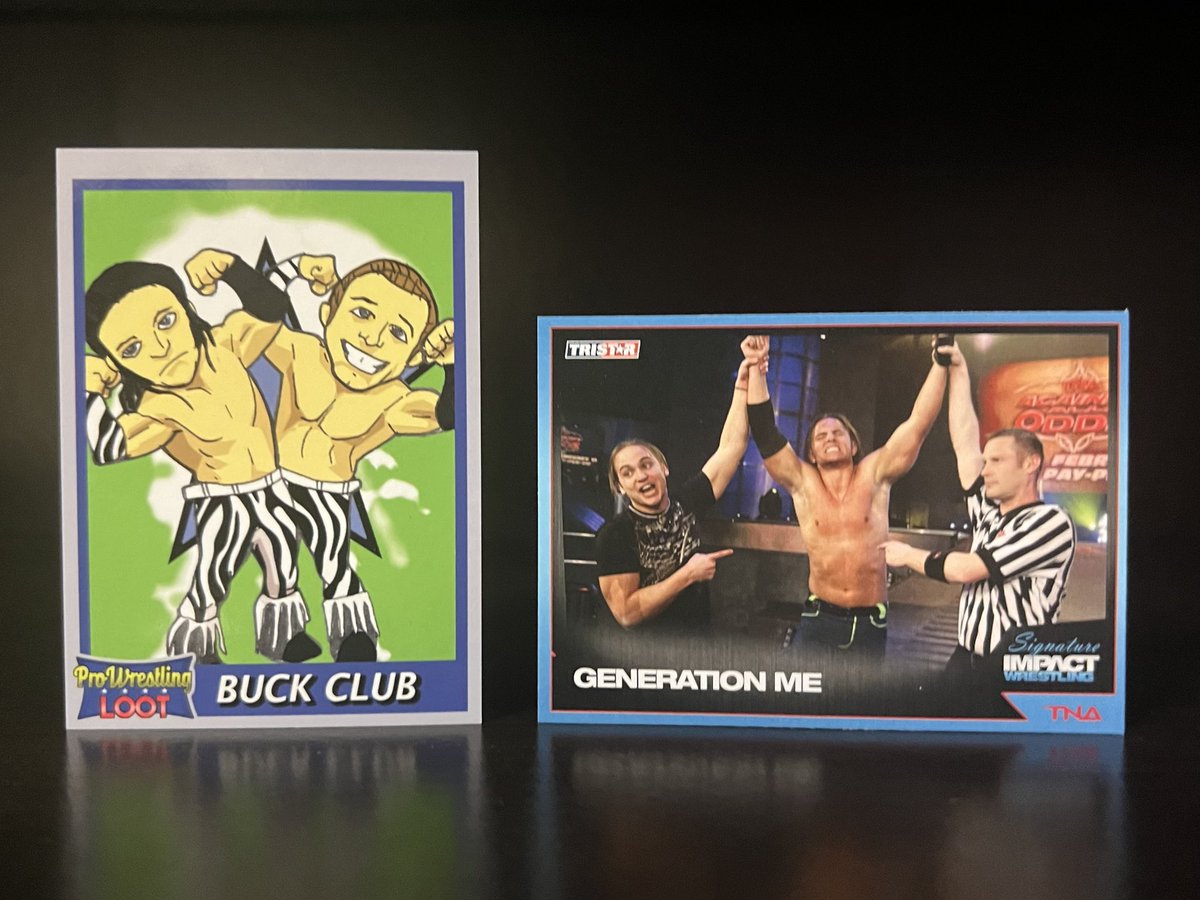 AewCard's tweet photo. @anthonyvito8 @wrestlingcards @TheHuskerhav @Joey_Graben @MikesUpperDeck1 @kjroscoe1118 @FullyPoseable @card_guide @TheGiantCassatt 2014 #NJPW King of Pro Wrestling #YoungBucks Foil Cards - $50 for the pair

2014 NJPW Matt Jackson Superkick - $10

2010 #TNA #GenerationMe and Tag Team cards - $20 for the pair

2011 TNA Impact - $5

2017 Pro Wrestling Loot Buck Club - $10

$5 BMWT 📬

#WrestlingCards #TheHobby https://t.co/namigG1yzX
