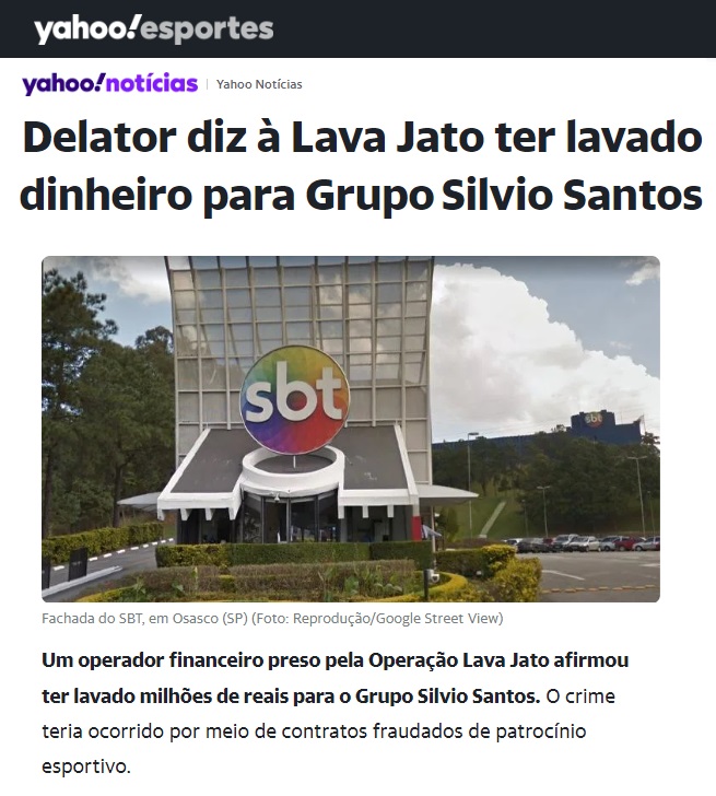 Em 2019, o Grupo Sílvio Santos foi acusado pelo delator Adir Assad de lavar dinheiro proveniente de contratos fraudados de patrocínio esportivo através da Tele Sena. Os promotores da Lava Jato, entretanto, não ofereceram denúncia.

24/24