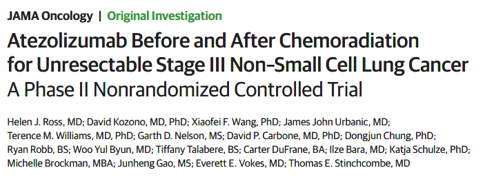 Terry Williams (@tewilliamsmd) on Twitter photo Nice to see our AFT-16 trial results published in <a href="/JAMAOnc/">JAMA Oncology</a>. I think some of the best results seen in #radonc for Stage 3 NSCLC using a neoadjuvant & adjuvant ICB approach with chemoRT I like to call "peri-CRT" (ala "peri-operative"). <a href="/hjrossmd/">Helen J. Ross, MD</a> Nice to see our AFT-16 trial results published in <a href="/JAMAOnc/">JAMA Oncology</a>. I think some of the best results seen in #radonc for Stage 3 NSCLC using a neoadjuvant & adjuvant ICB approach with chemoRT I like to call "peri-CRT" (ala "peri-operative"). <a href="/hjrossmd/">Helen J. Ross, MD</a>
