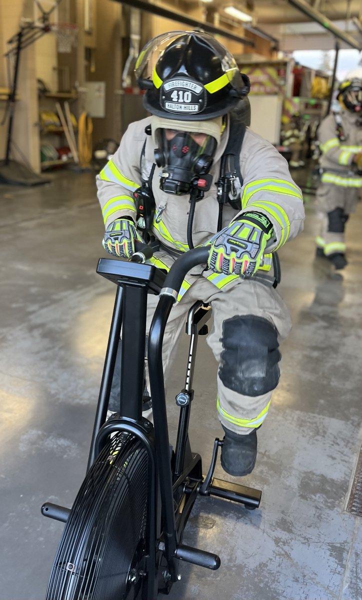 Acton Part-time Staff are running air consumption drills.  Air consumption drills allow Firefighters to become comfortable with working on air and to become familiar with how much time they will get out of an air bottle.