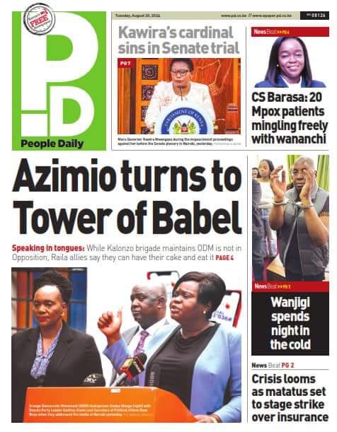 PETERMAYA027's tweet photo. Todayโs newspaper headlines:
Key Headline; @RailaOdinga snubs Uhuru talks.
#studentcentredmodel https://t.co/oB48zUXHDd
