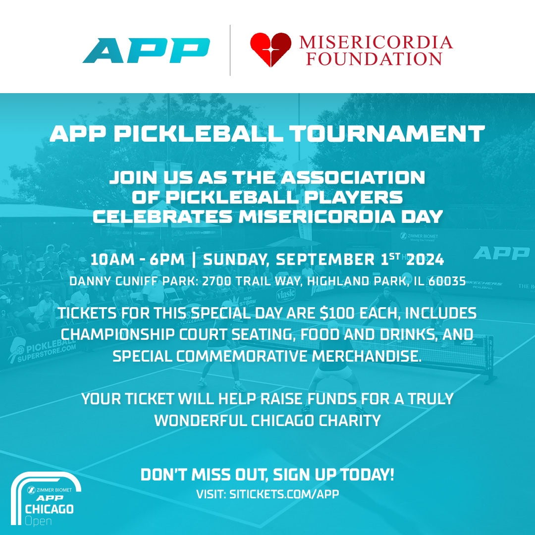 OfficialAPPTour's tweet photo. Join us on September 1st for Championship Sunday at the #APPChicagoOpen to celebrate @heartofmercy!  Get your Misericordia Day ticket and enjoy food &amp; drink, merchandise, and premium seating while we’re LIVE on CBS Sports! All tickets benefit Misericordia! https://t.co/C3AAwfLvRP https://t.co/MNNnoF9PW0