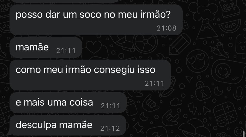 minha amiga/vizinha veio aq em casa, deixou os filhos de boa e deixou o celular com eles pra se comunicar através do meu wpp… aí do nada as mensagens kkkkkkkkkkkk