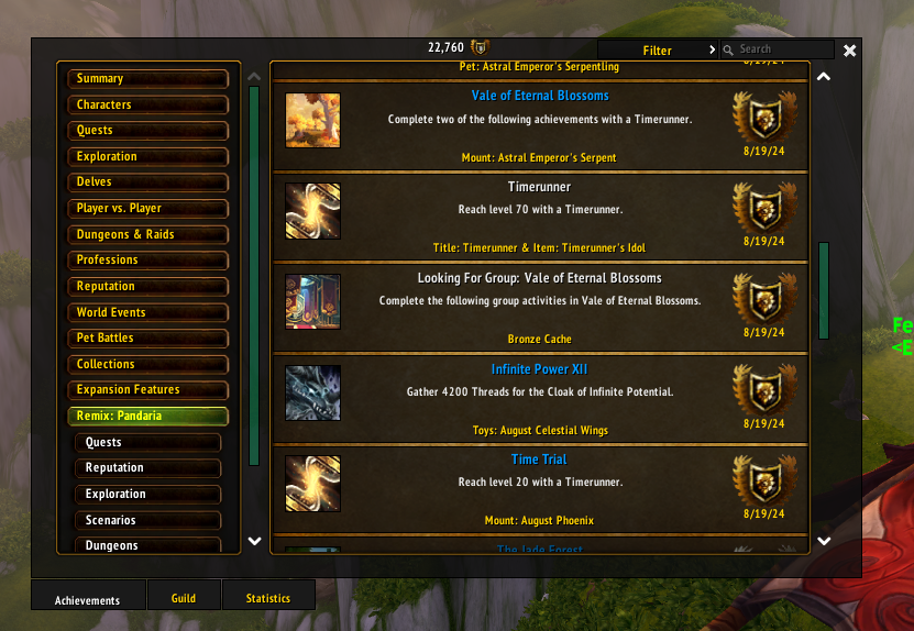 Kendrisite's tweet photo. Told ya'll I know how to grind baby!!!

Did all these achievements in 10 hours!!!!!! YAHOO!!!!!

See you in the AM at 9am to finish up 1 or 2 achieves!
#Worldofwarcraft #timerunner https://t.co/D9KFc20GGr