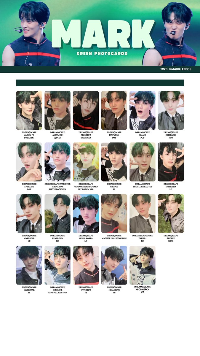 💚MARK LEE GREEN PCS 엔시티 마크 포카리스트 nct 127 nct dream